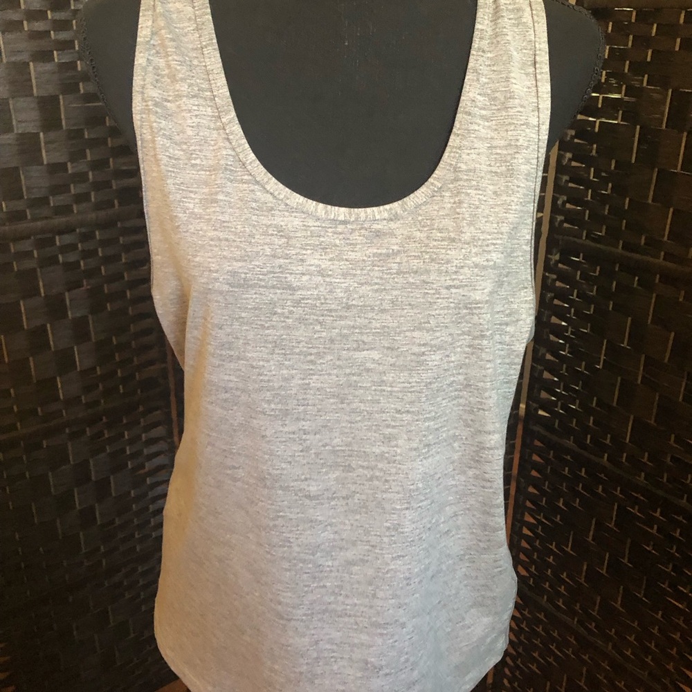 Orangetheory Women's Heather Gray Scoop Neck Tank w Blue Accent- New